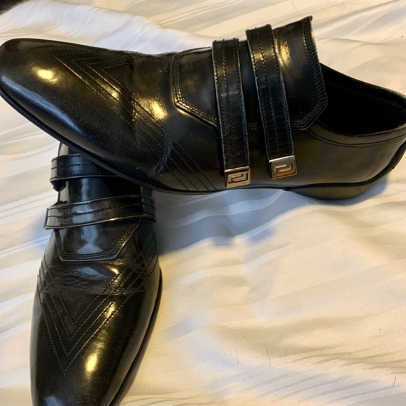 100% Authentic Versace Black Leather Shoes Men's 40.5 EU / US 7.5 - Picture 2 of 8